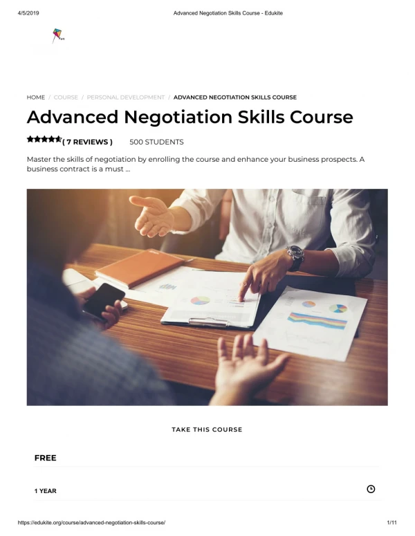 Advanced Negotiation Skills Course - Edukite