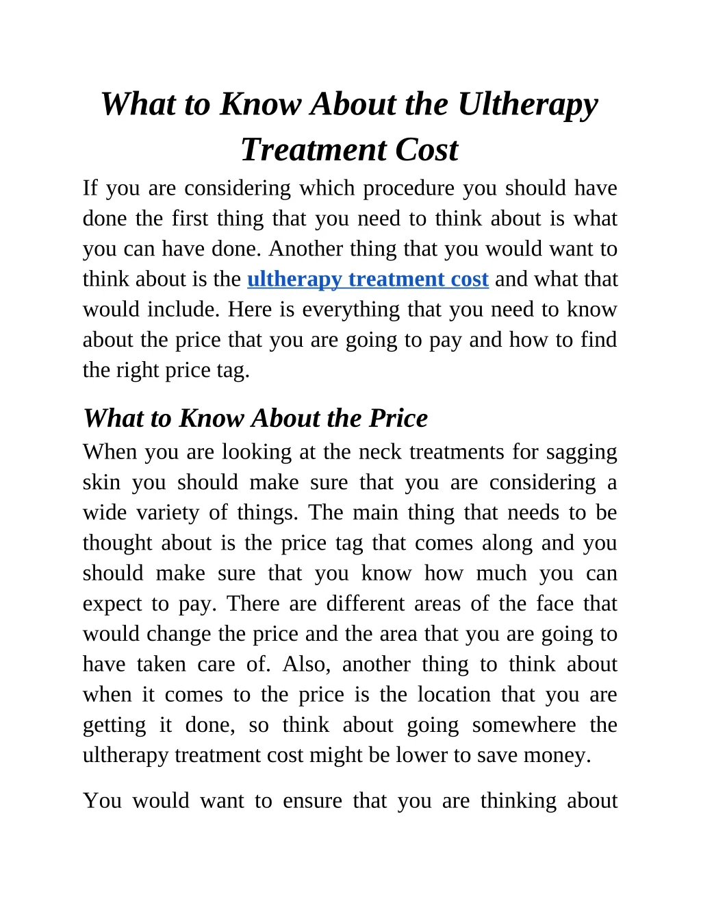 what to know about the ultherapy treatment cost