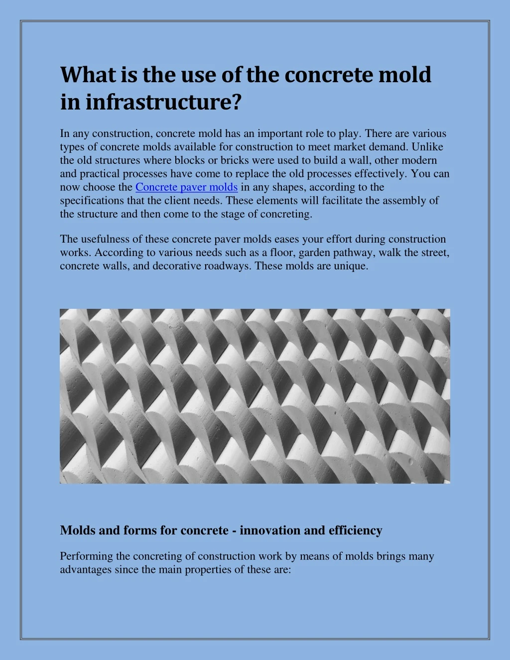 what is the use of the concrete mold