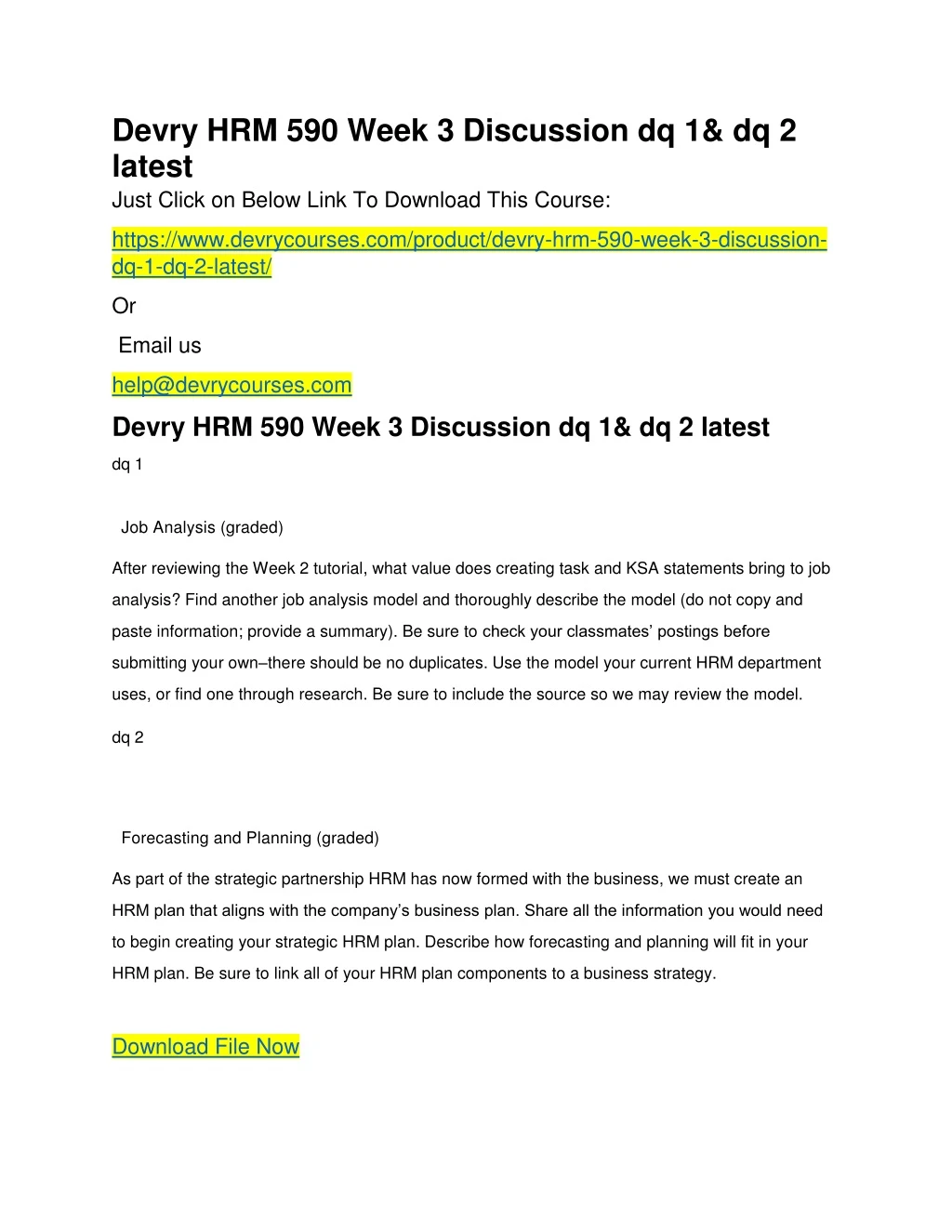 devry hrm 590 week 3 discussion dq 1 dq 2 latest