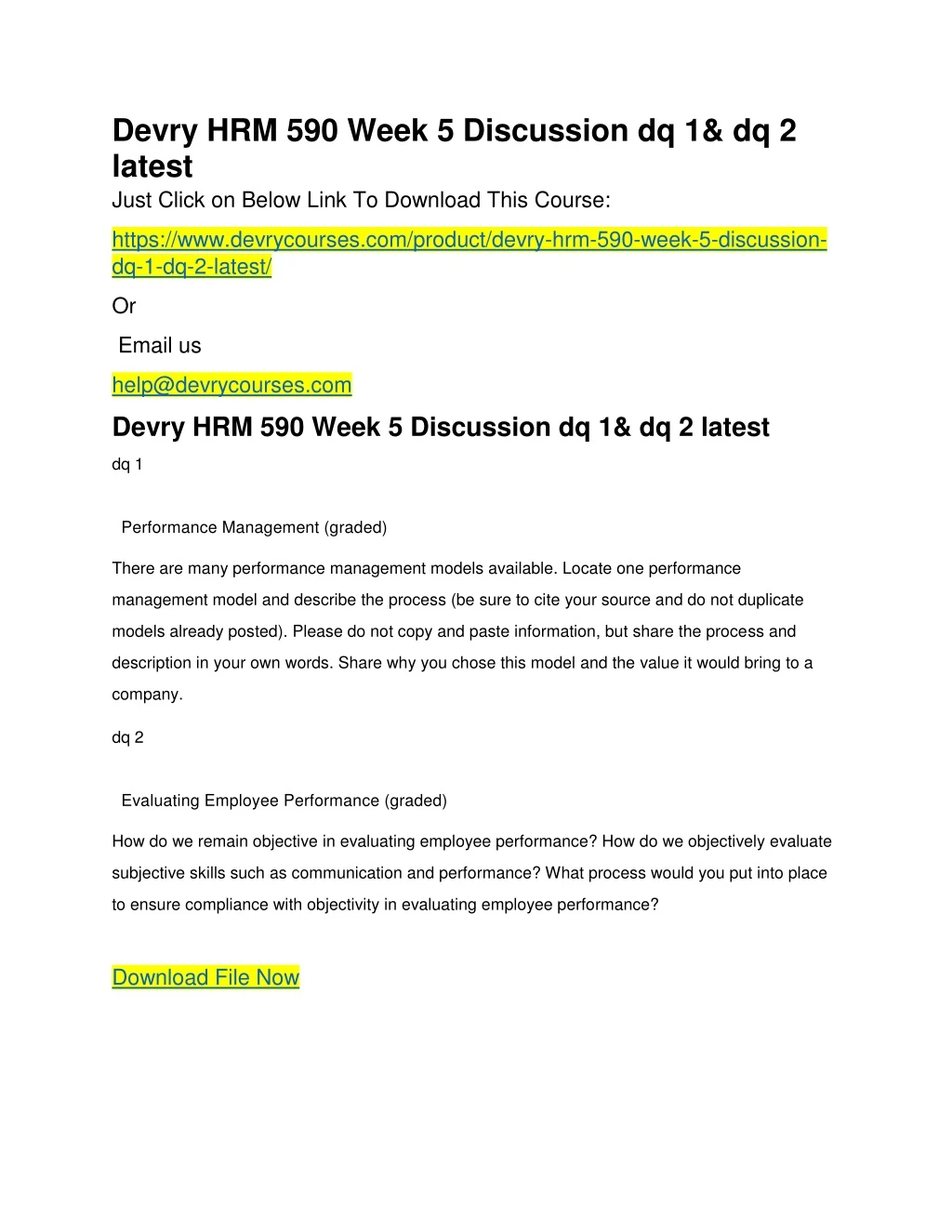 devry hrm 590 week 5 discussion dq 1 dq 2 latest