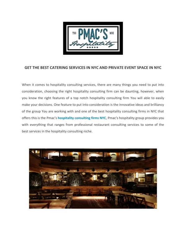 Hospitality Companies NYC | Cocktail Bars | PMac's Hospitality Group