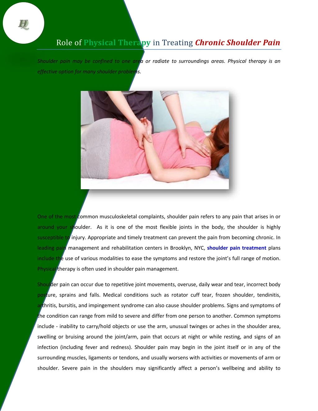 role of physical therapy in treating chronic
