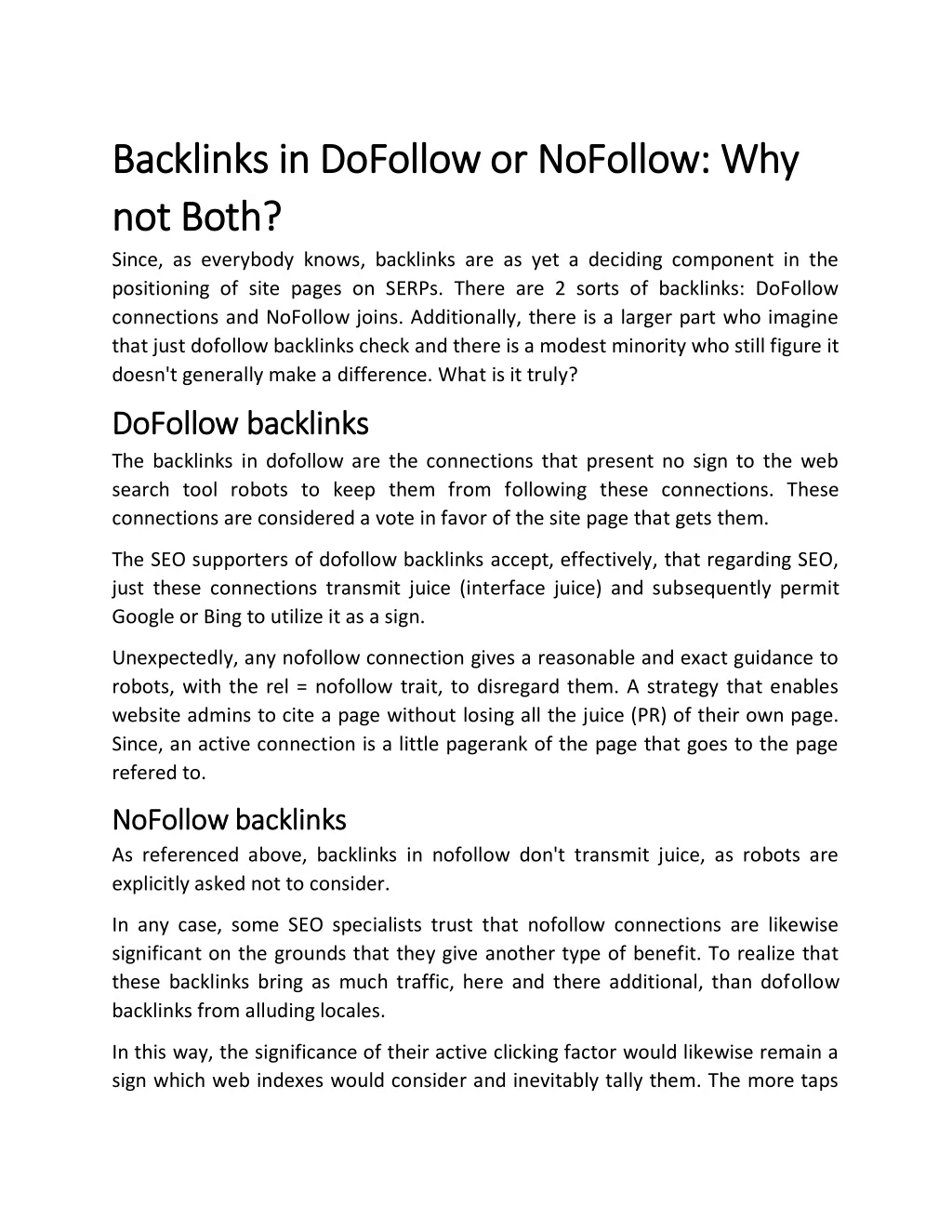 backlinks in dofollow or nofollow why backlinks
