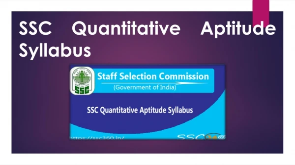 Download SSC Quantitative Aptitude Syllabus 2018 - Maths For SSC Examinations