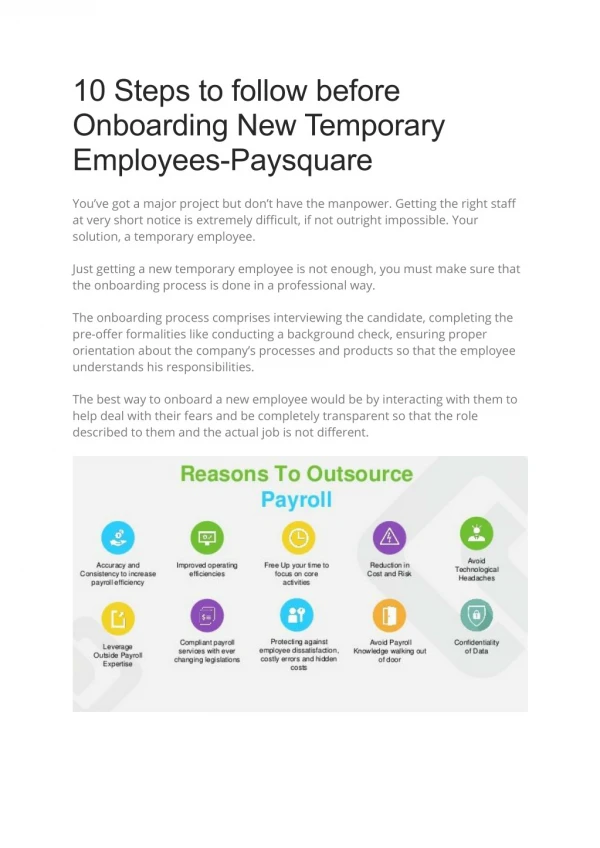 10 Steps to follow before Onboarding New Temporary Employees-Paysquare