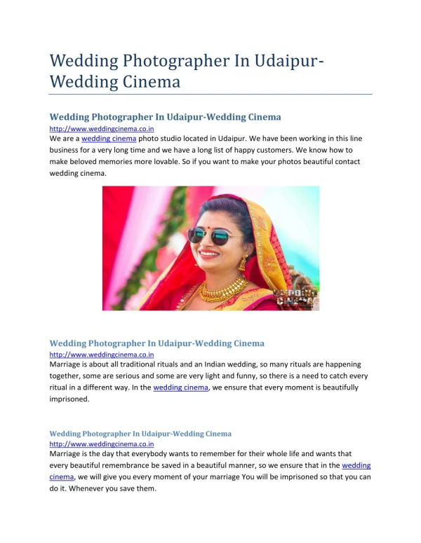 Wedding Photographer in Udaipur-Wedding Cinema