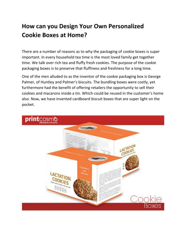 How can you Design Your Own Personalized Cookie Boxes at Home