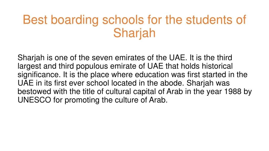 best boarding schools for the students of sharjah