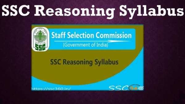 SSC Reasoning Syllabus 2018 available here. Check SSC Reasoning Tricks here