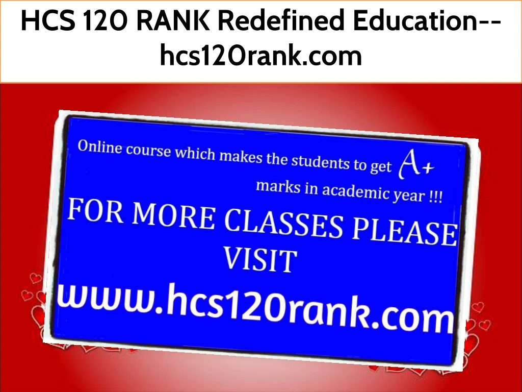 hcs 120 rank redefined education hcs120rank com