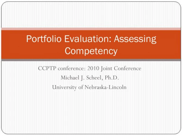 Portfolio Evaluation: Assessing Competency