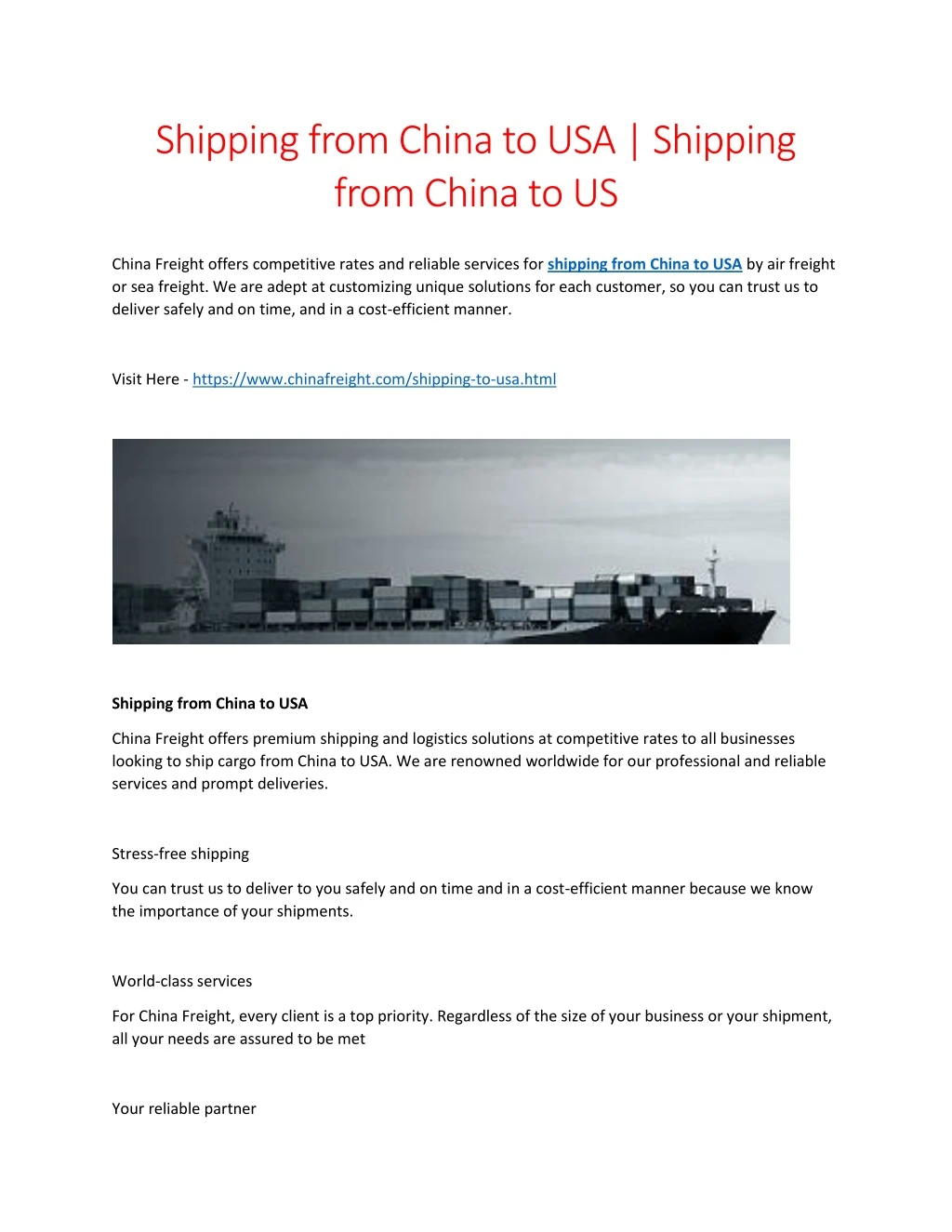 shipping from china to usa shipping from china