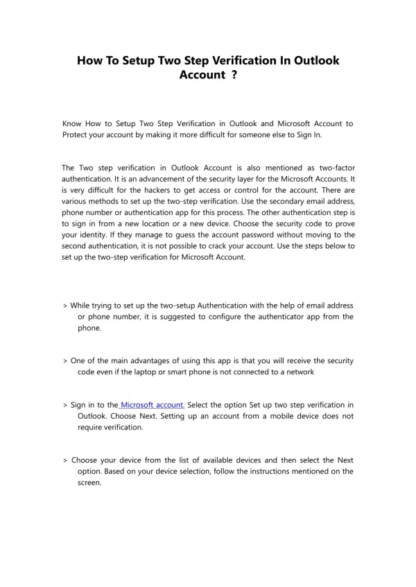 How to Setup Two Step Verification in Outlook & Microsoft Account