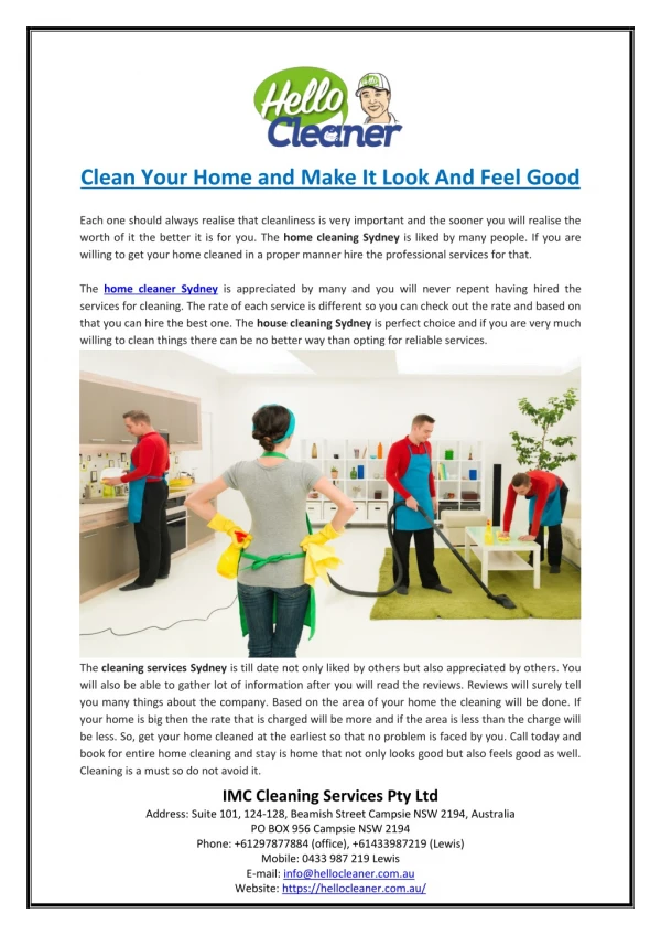 Clean Your Home and Make It Look And Feel Good