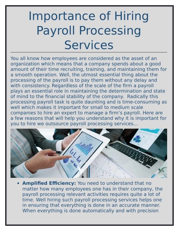 Importance of hiring payroll processing services-Whiz Consulting