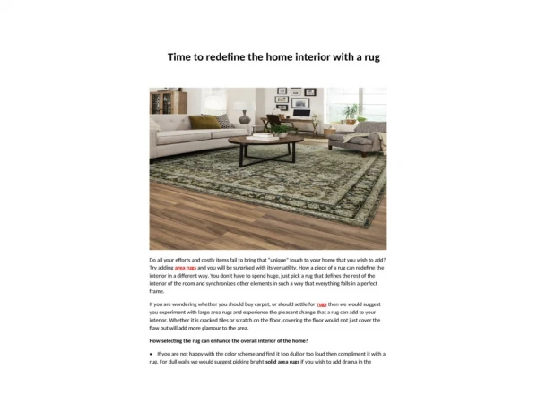 Time to redefine the home interior with a rug
