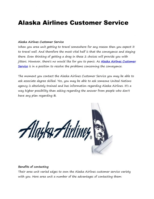 Alaska Airlines Customer Service