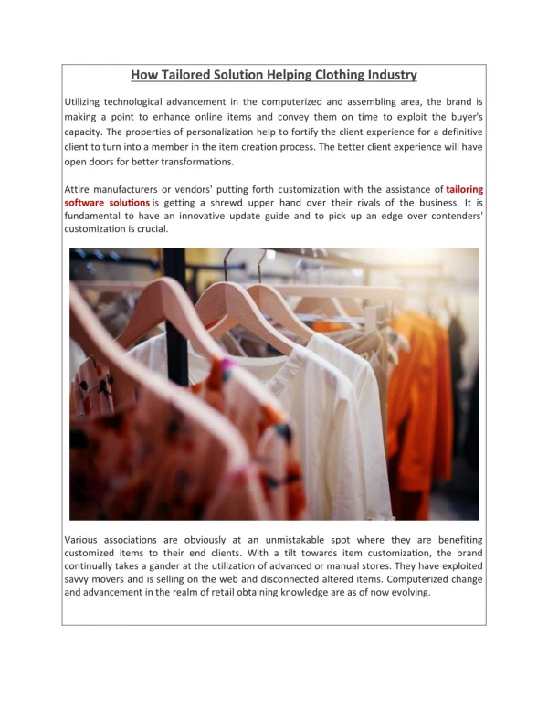 How Tailored Solution Helping Clothing Industry