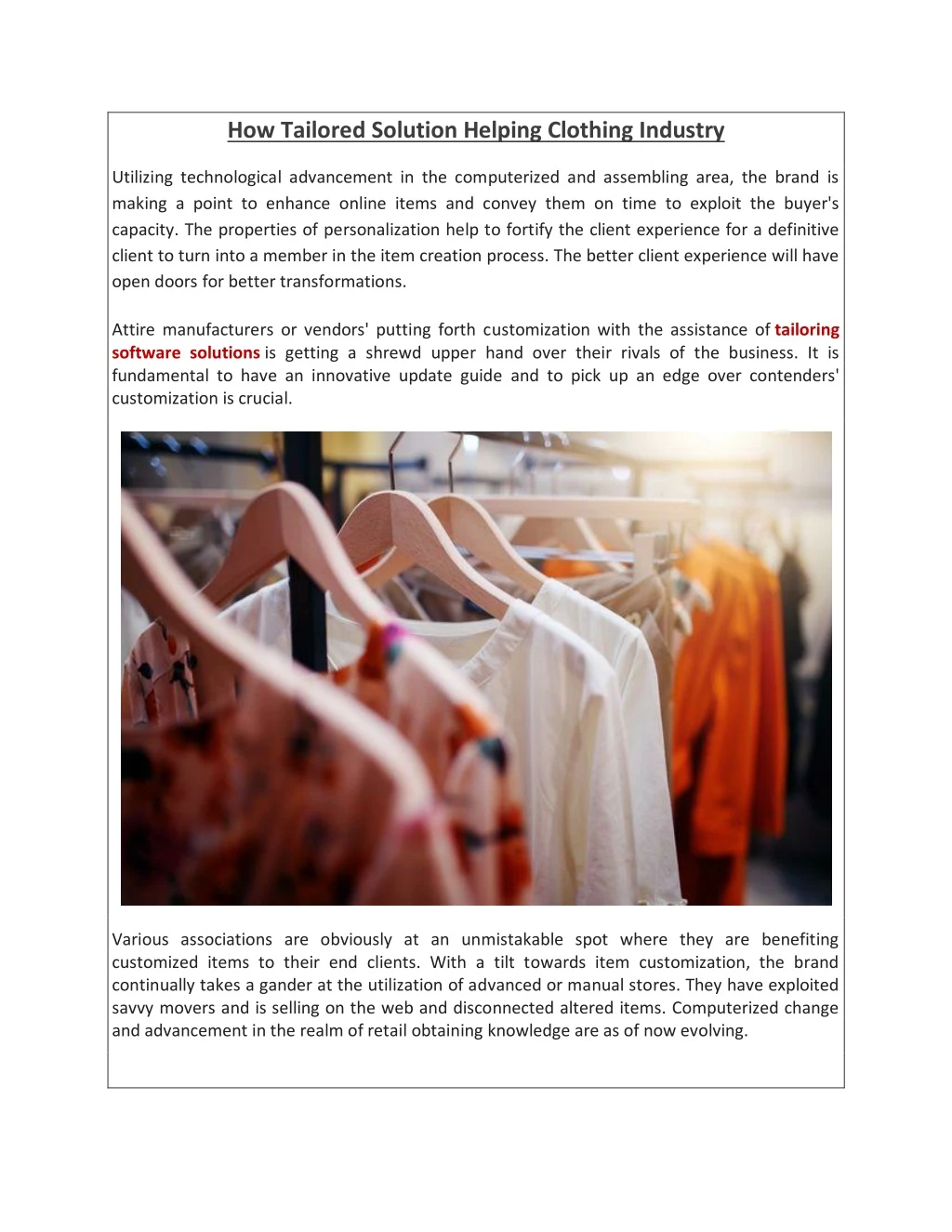 how tailored solution helping clothing industry