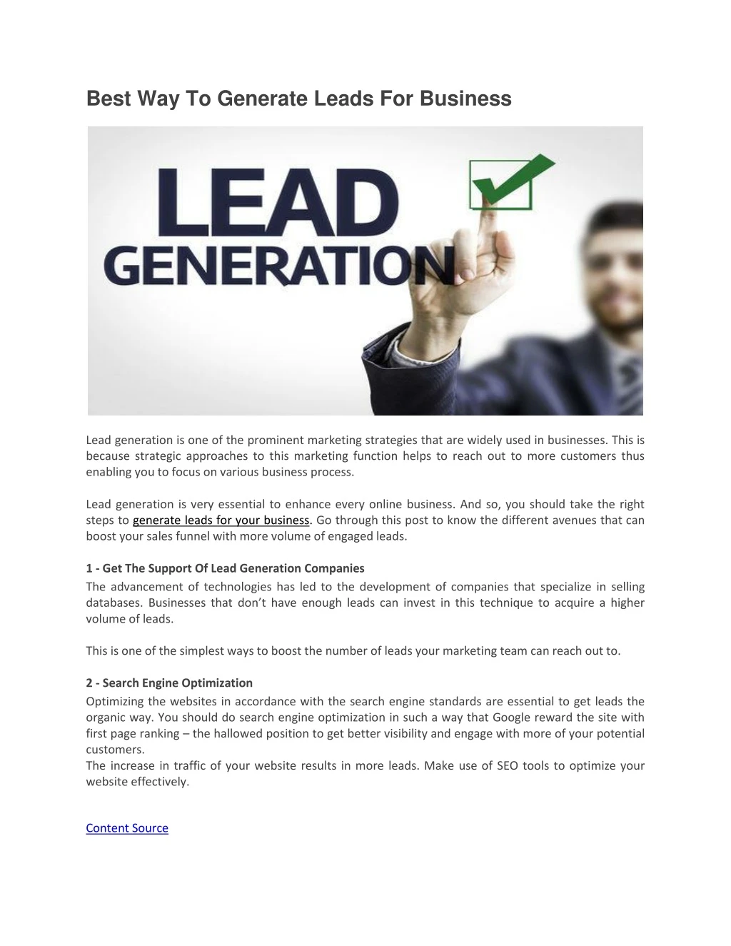 best way to generate leads for business
