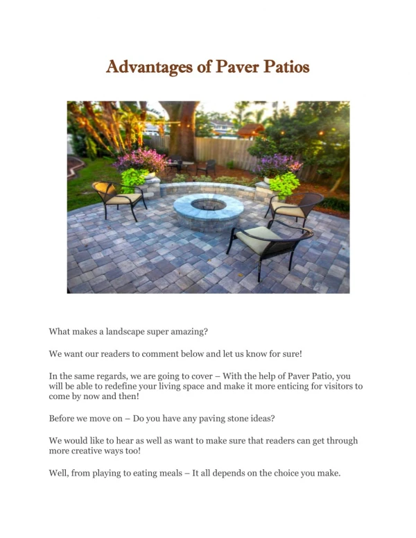 Advantages of Paver Patios