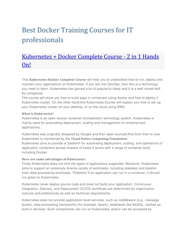 Best Docker Training Courses for IT professionals