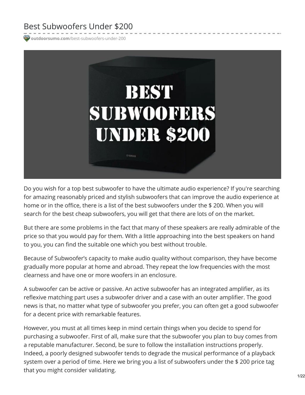 best subwoofers under 200