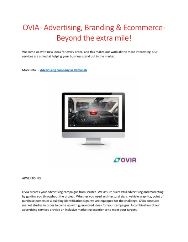 ovia advertising branding ecommerce beyond