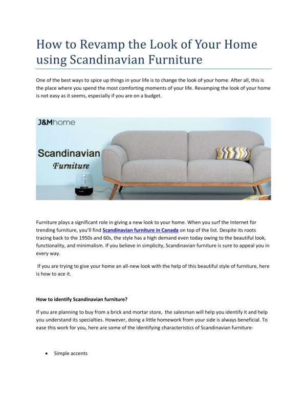 How to Revamp the Look of Your Home using Scandinavian Furniture