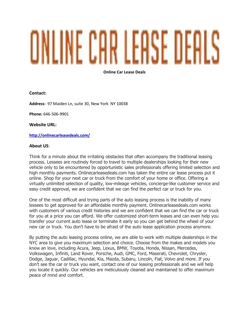 online car lease deals