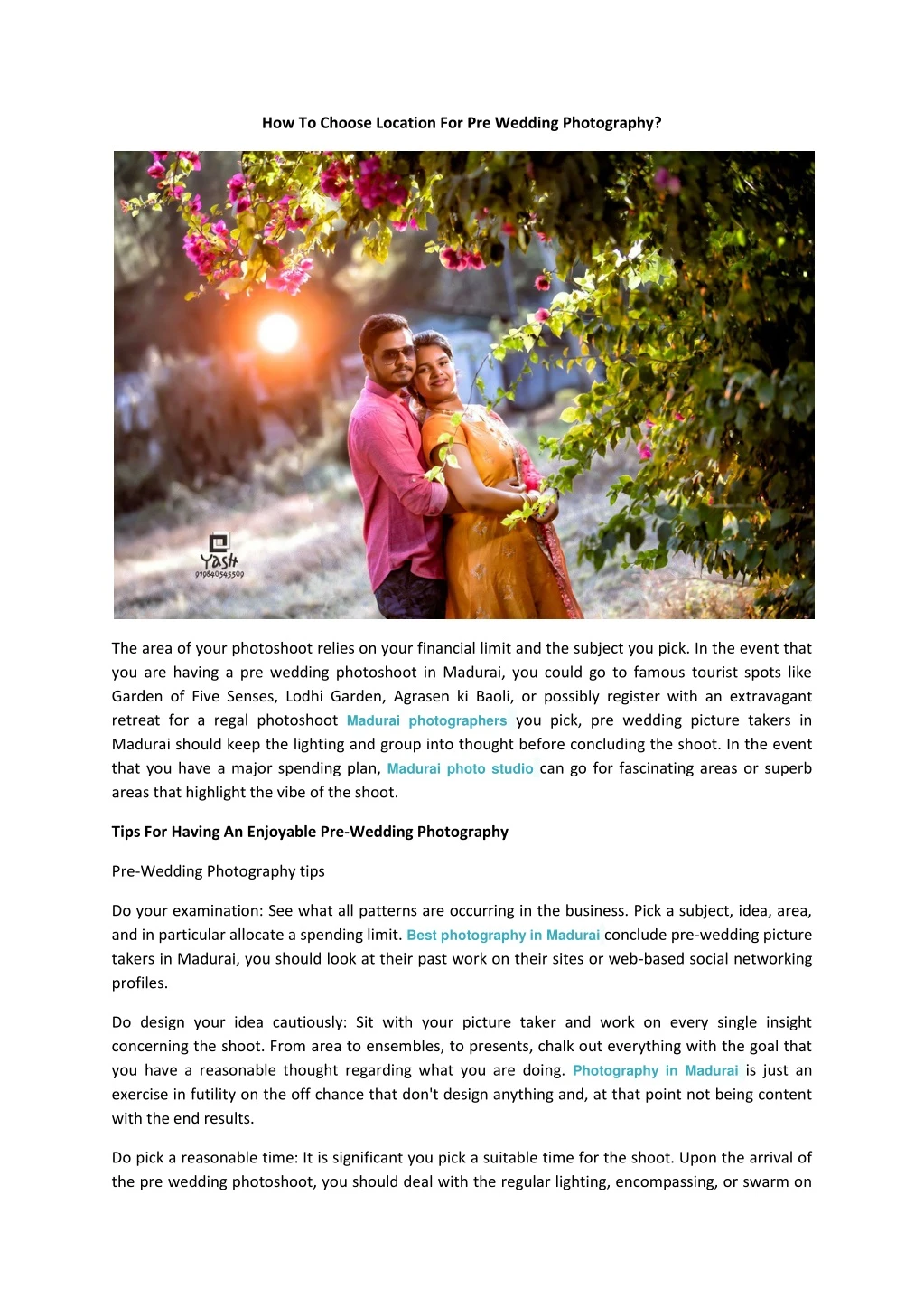 how to choose location for pre wedding photography