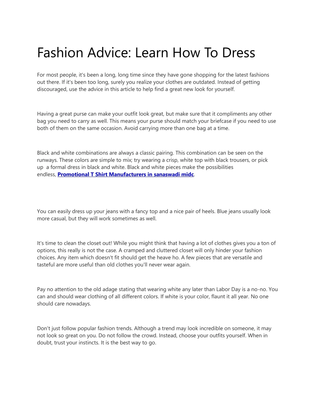 fashion advice learn how to dress