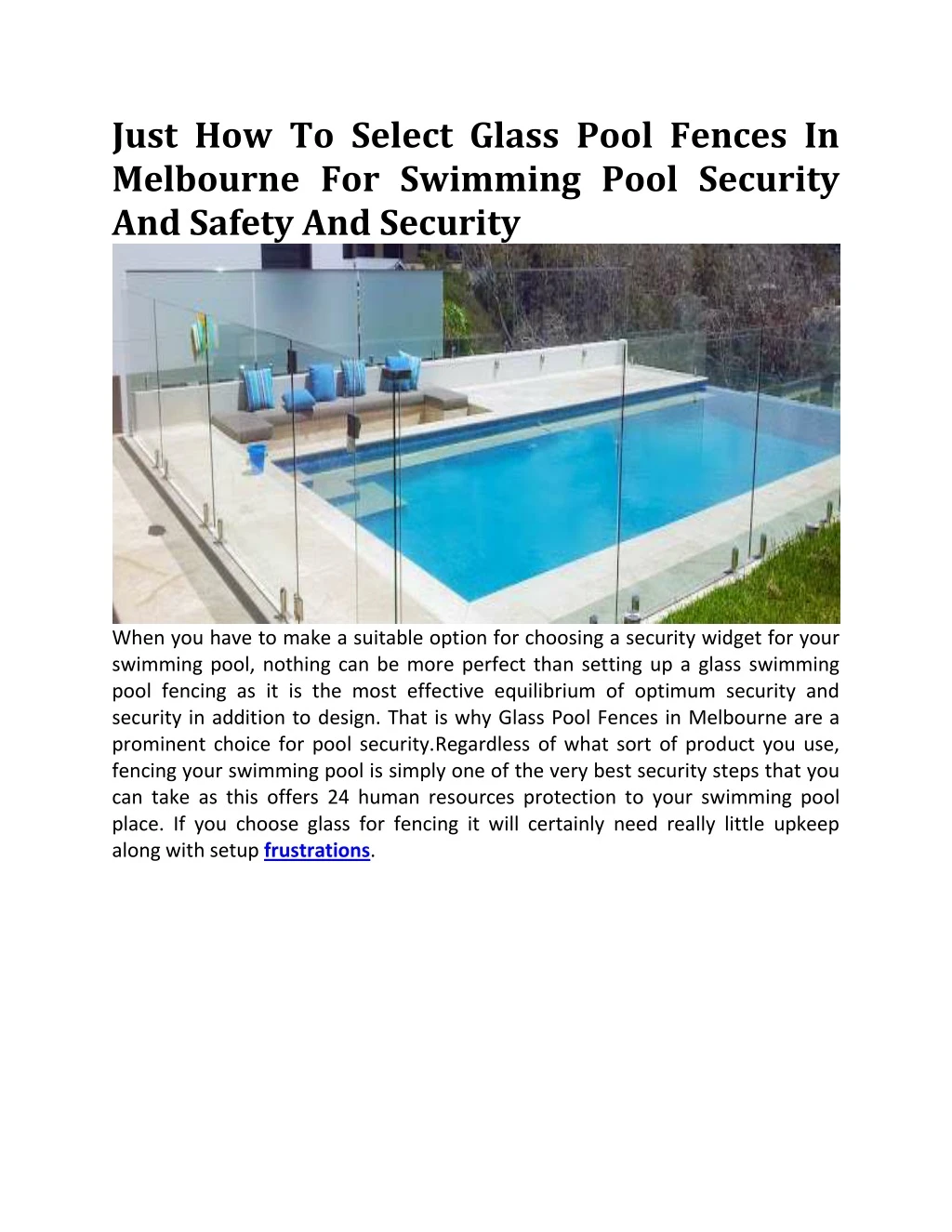 just how to select glass pool fences in melbourne