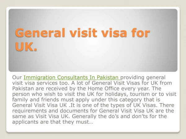 UK visa immigration Consultants In Pakistan.