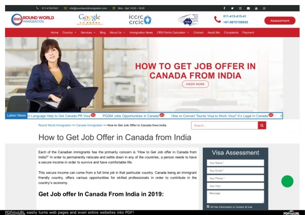 Job offer in Canada for foreigners how to apply