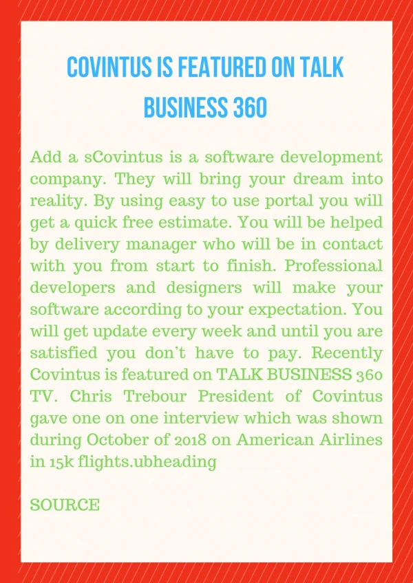 Covintus is featured on Talk Business 360