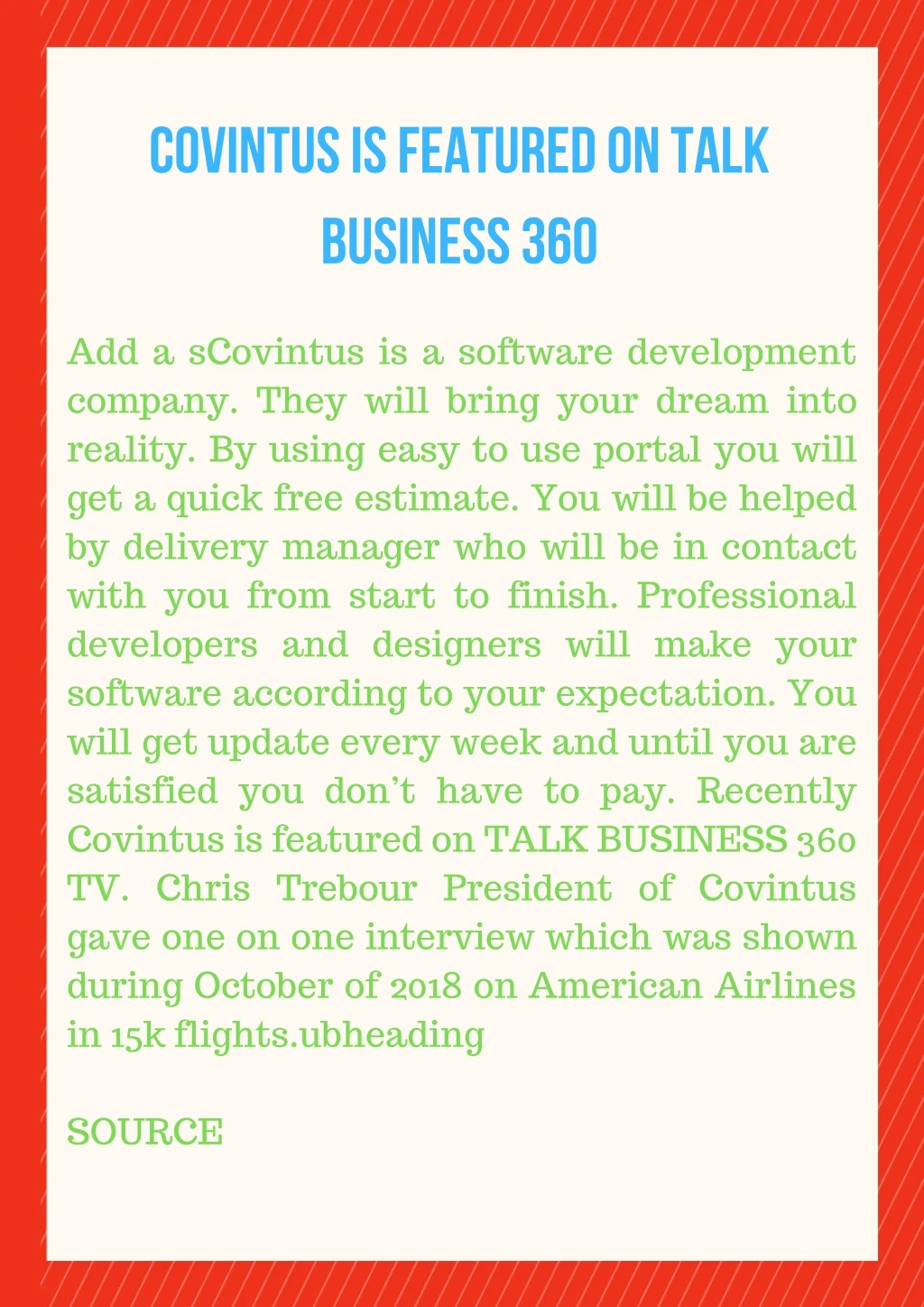 covintus is featured on talk business 360