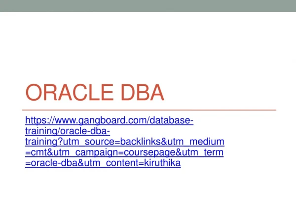 Oracle DBA Online Training