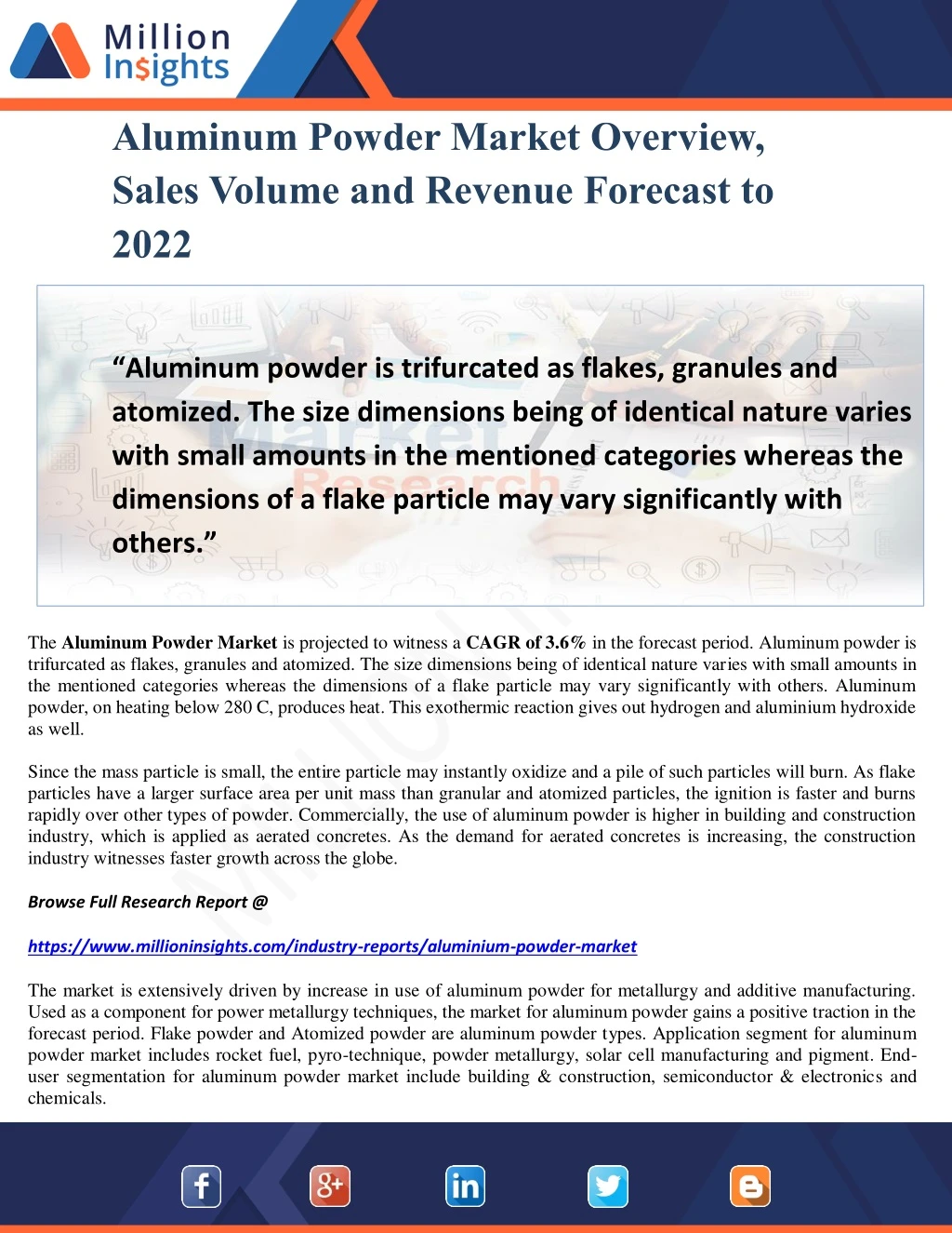 aluminum powder market overview sales volume