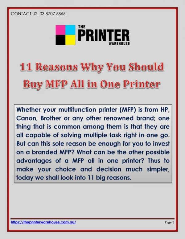 11 Reasons Why You Should Buy MFP All in One Printer