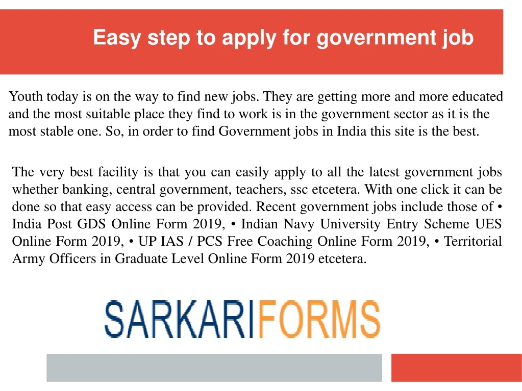 easy step to apply for government job