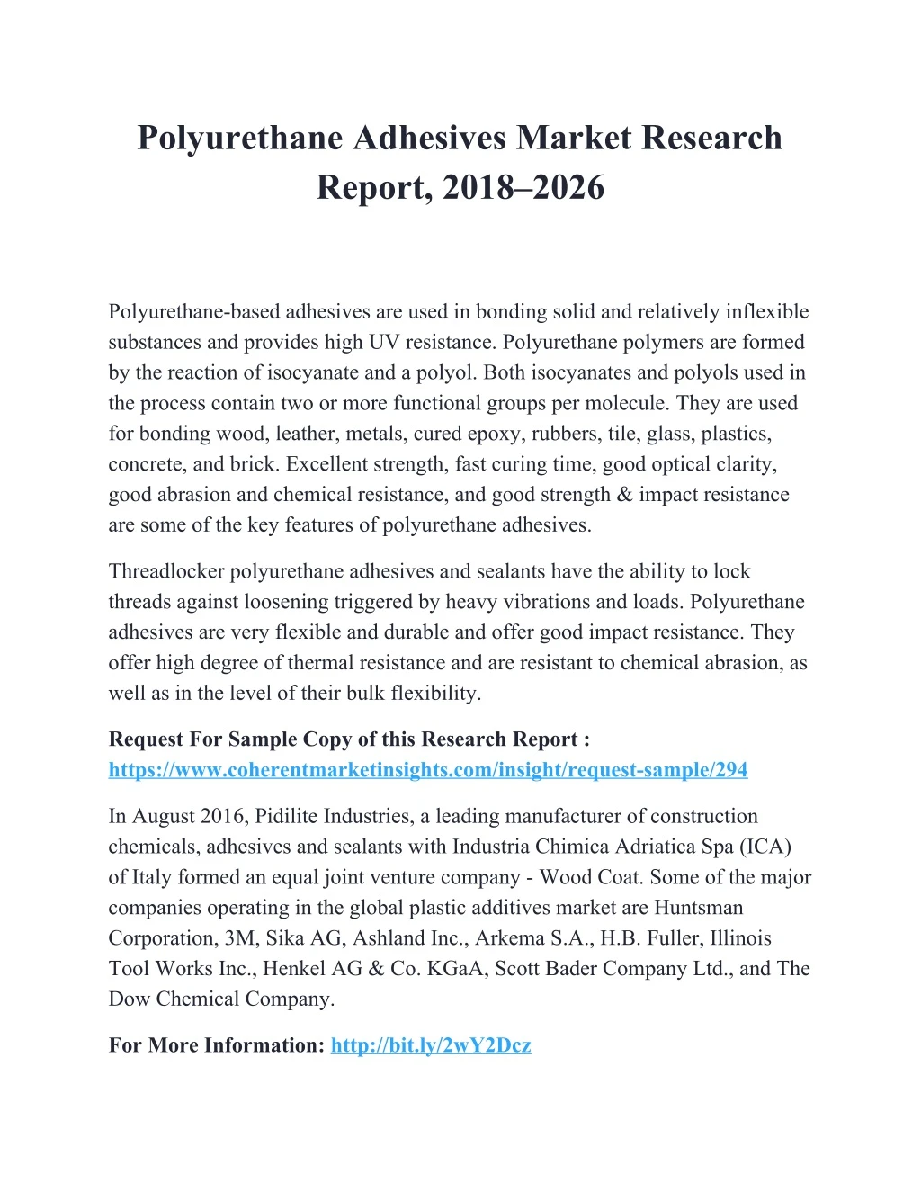 polyurethane adhesives market research report