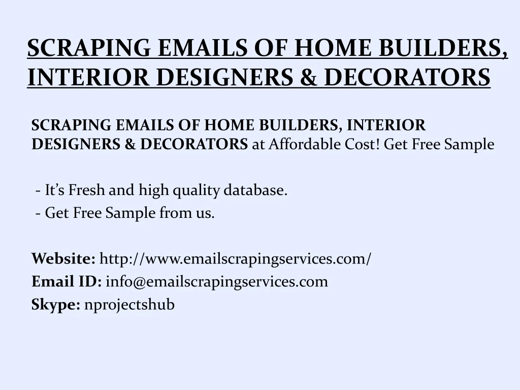 scraping emails of home builders interior designers decorators