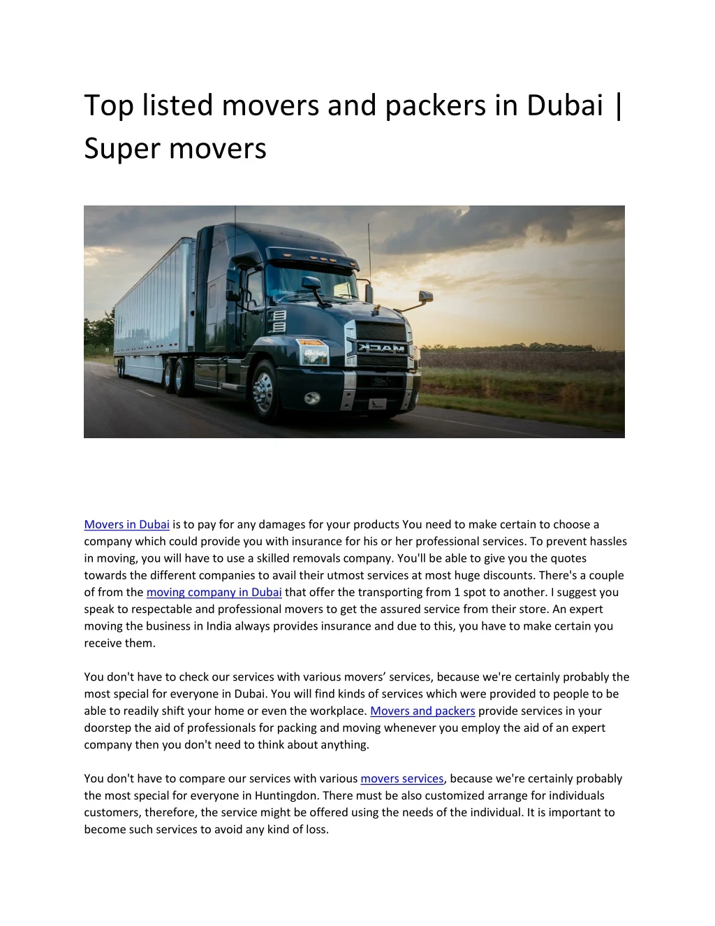 top listed movers and packers in dubai super