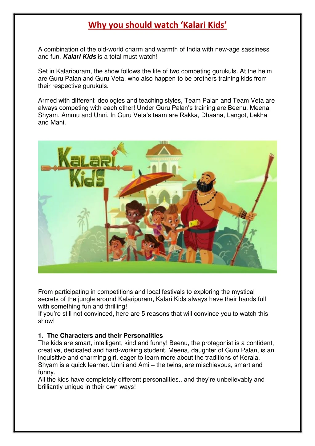 why you should watch kalari kids