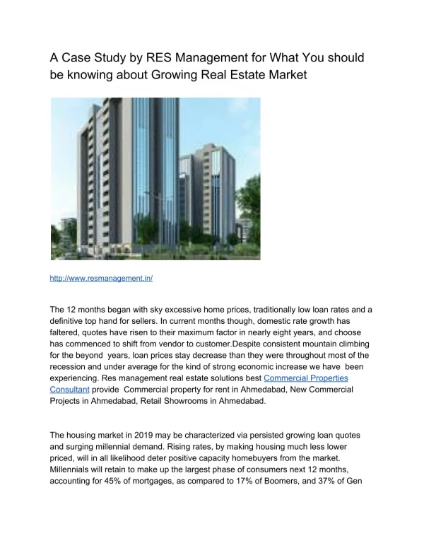 A Case Study by RES Management for What You should be knowing about Growing Real Estate Market