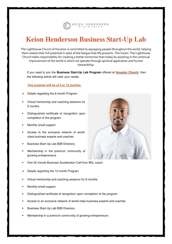 Keion Henderson Business Start-Up Lab