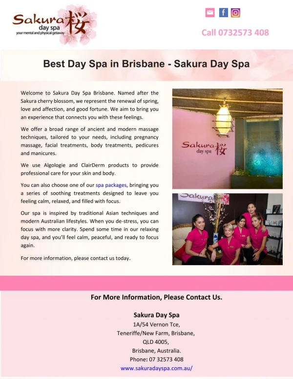 Best Day Spa in Brisbane - Sakura Day Spa