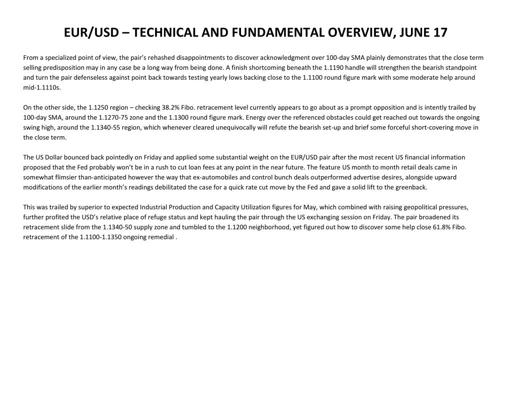 eur usd technical and fundamental overview june 17